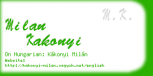 milan kakonyi business card